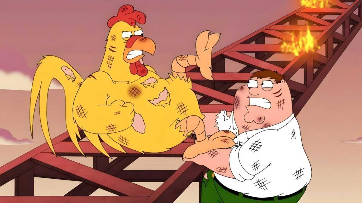 Игрок Fortnite воссоздал культовую сцену боя Питера Гриффина и гигантского цыпленка